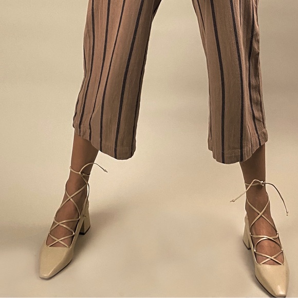 Charles & Keith Off White Ankle Tie Pumps with Block Heel - Picture 4 of 5